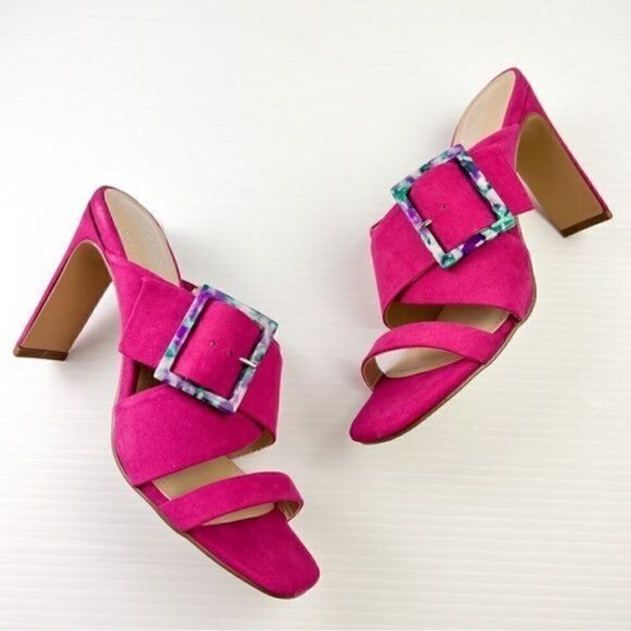 Charles David Sandal womens size 7 Pink Buckle Gleam Slide Sandal - Picture 3 of 15